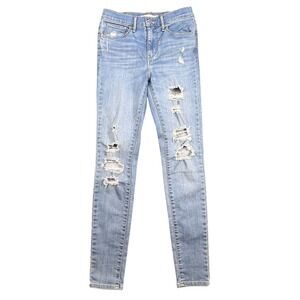 Levi's Blue 720 High Rise Super Skinny Women 27 Distressed Ripped Jeans